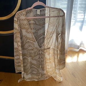 Cia Maritima gold chains sheer bikini coverup size small